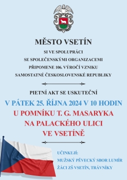 106.VÝROČÍ VZNIKU SAMOSTATNÉ ČESKÉ REPUBLIKY